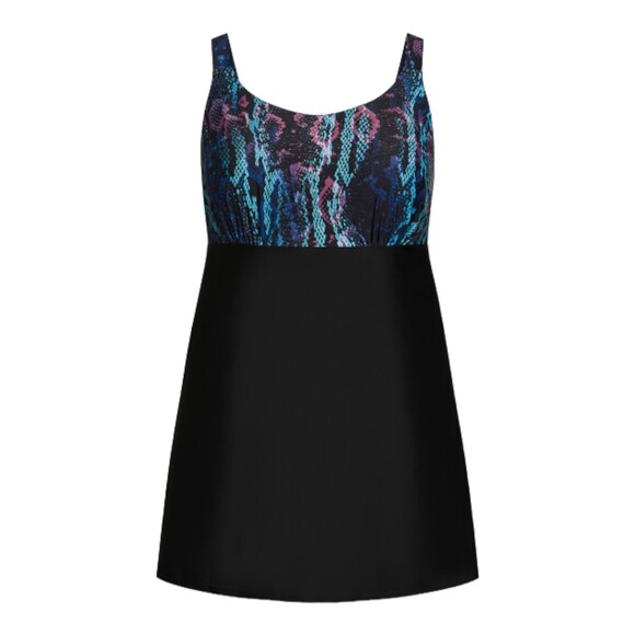 Avenue Metallic Python Swim Dress Women Plus 20 Built-in Bra - Picture 3 of 6